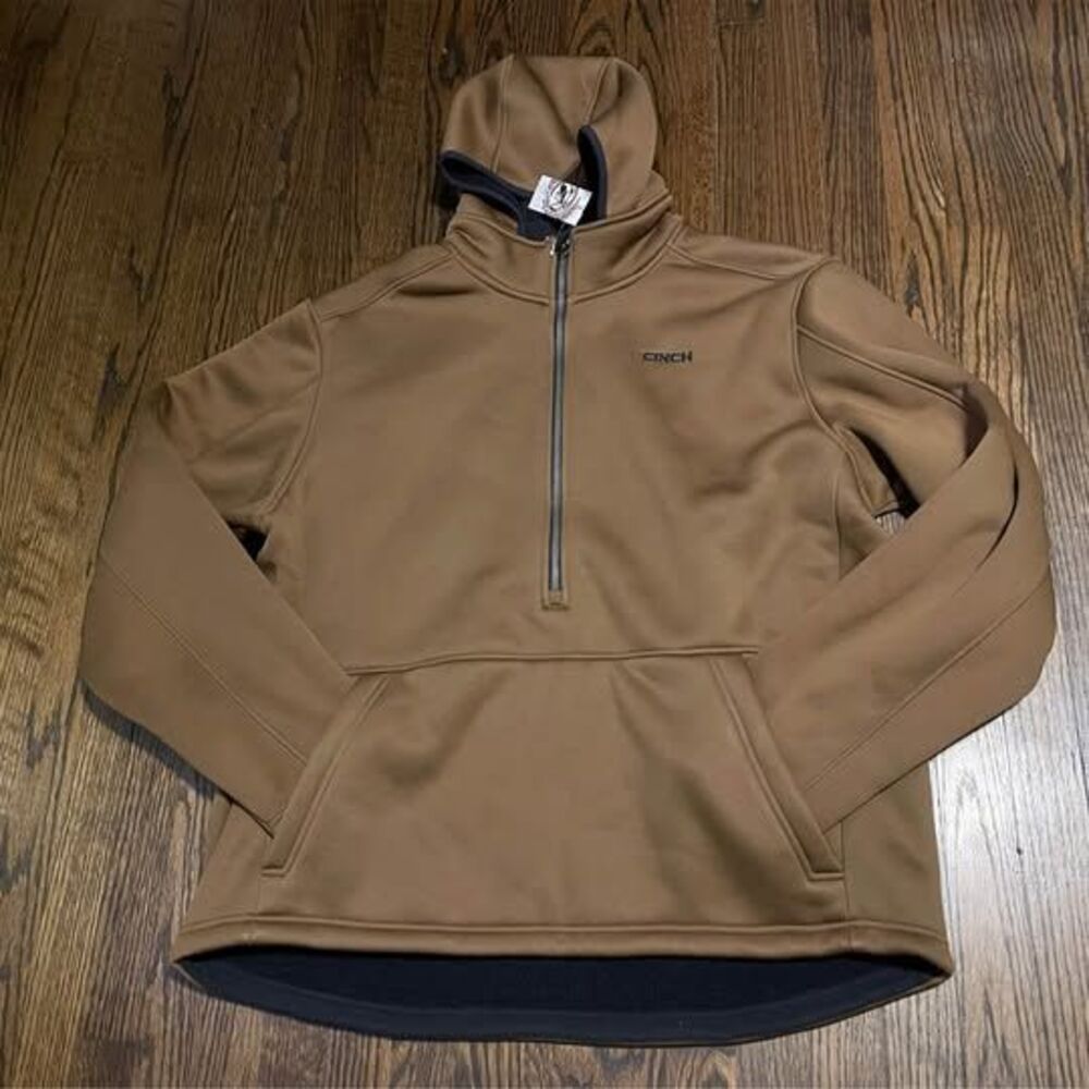 XXL Cinch Men’s 1/2 Zip Sherpa Hooded Pullover Brown Heavy